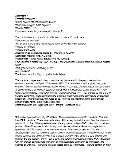 PSA Airlines Interview Information