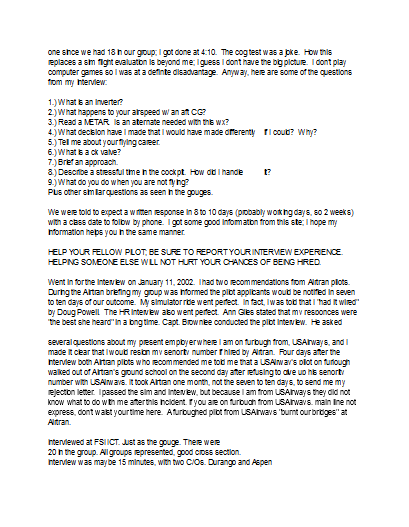 American Airlines Interview Information