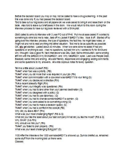 Horizon Air Interview Information